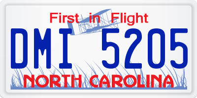 NC license plate DMI5205