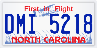 NC license plate DMI5218
