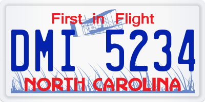 NC license plate DMI5234