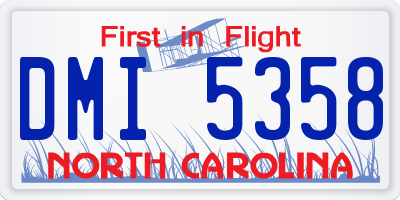 NC license plate DMI5358