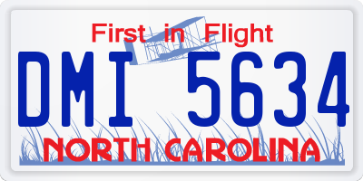 NC license plate DMI5634