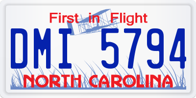 NC license plate DMI5794