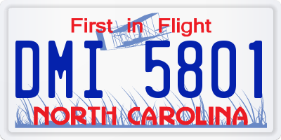 NC license plate DMI5801