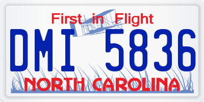 NC license plate DMI5836