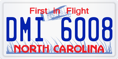 NC license plate DMI6008