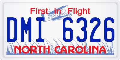NC license plate DMI6326