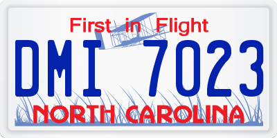 NC license plate DMI7023