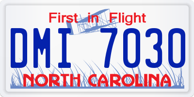 NC license plate DMI7030