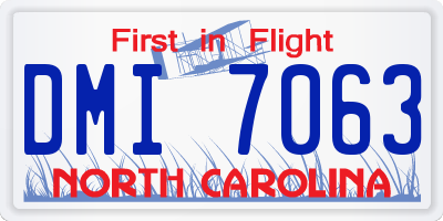 NC license plate DMI7063