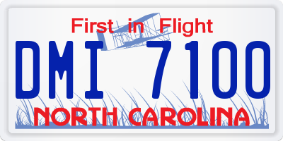 NC license plate DMI7100