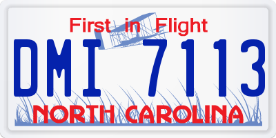 NC license plate DMI7113