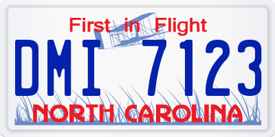 NC license plate DMI7123