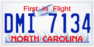 NC license plate DMI7134
