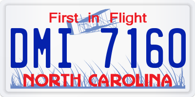NC license plate DMI7160