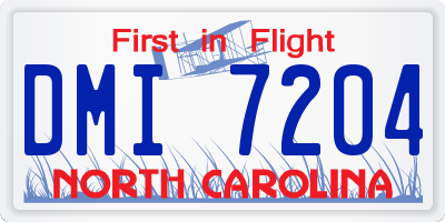 NC license plate DMI7204