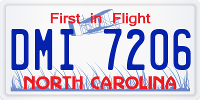 NC license plate DMI7206