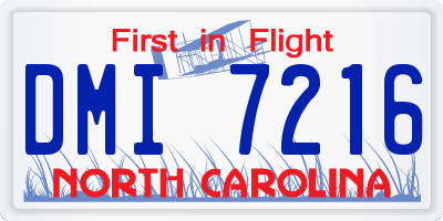 NC license plate DMI7216