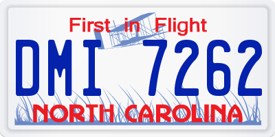 NC license plate DMI7262