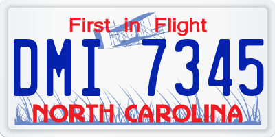 NC license plate DMI7345