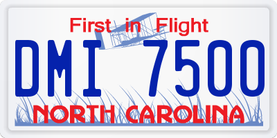 NC license plate DMI7500