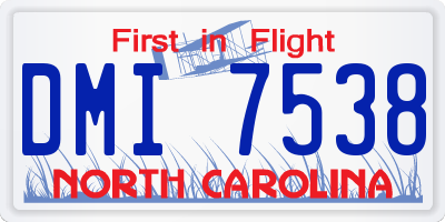 NC license plate DMI7538