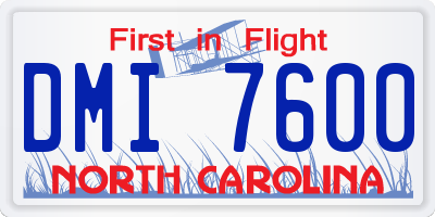 NC license plate DMI7600