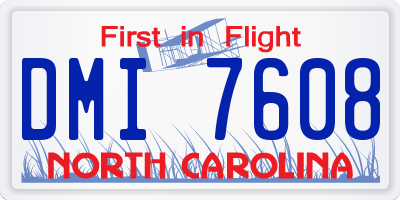 NC license plate DMI7608
