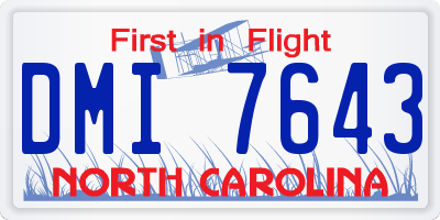 NC license plate DMI7643