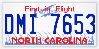 NC license plate DMI7653