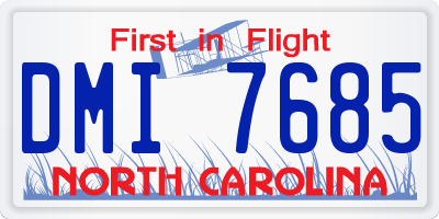 NC license plate DMI7685