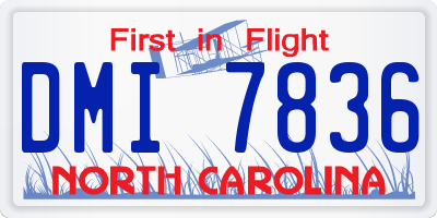 NC license plate DMI7836