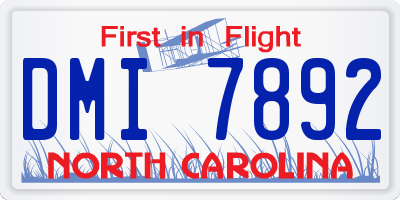 NC license plate DMI7892