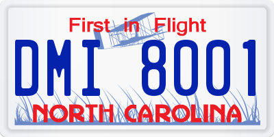 NC license plate DMI8001