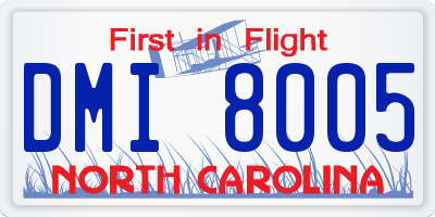 NC license plate DMI8005