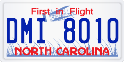 NC license plate DMI8010