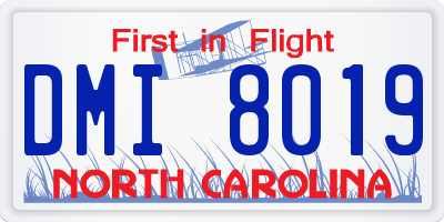 NC license plate DMI8019