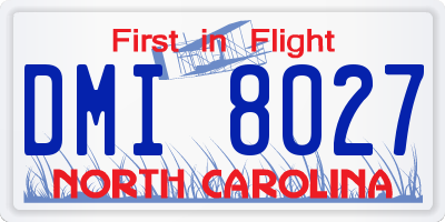 NC license plate DMI8027