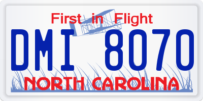 NC license plate DMI8070