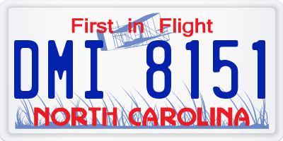 NC license plate DMI8151