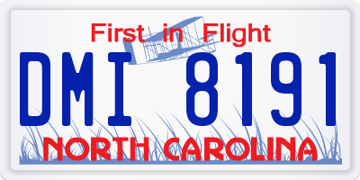 NC license plate DMI8191