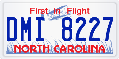 NC license plate DMI8227