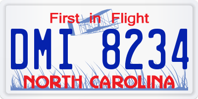 NC license plate DMI8234
