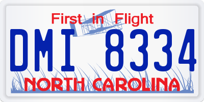 NC license plate DMI8334