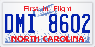 NC license plate DMI8602