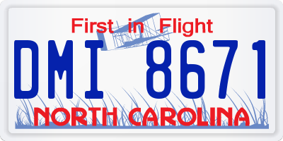 NC license plate DMI8671