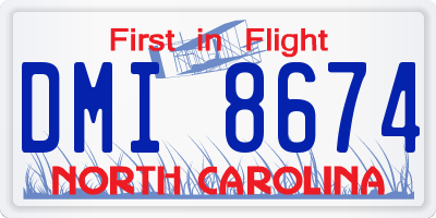 NC license plate DMI8674