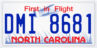 NC license plate DMI8681