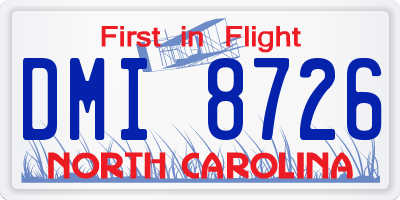 NC license plate DMI8726