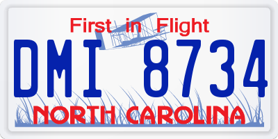 NC license plate DMI8734