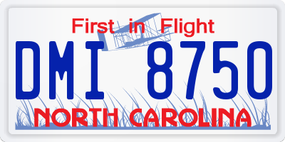 NC license plate DMI8750